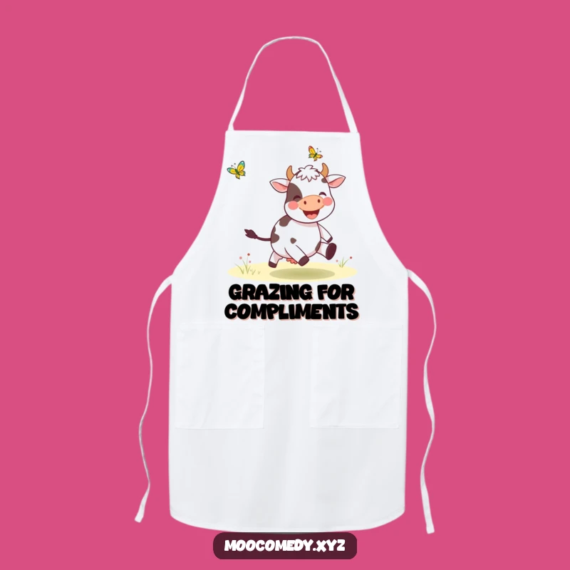 Funny Cow Butterfly Apron: Joyful Chef Character Gift