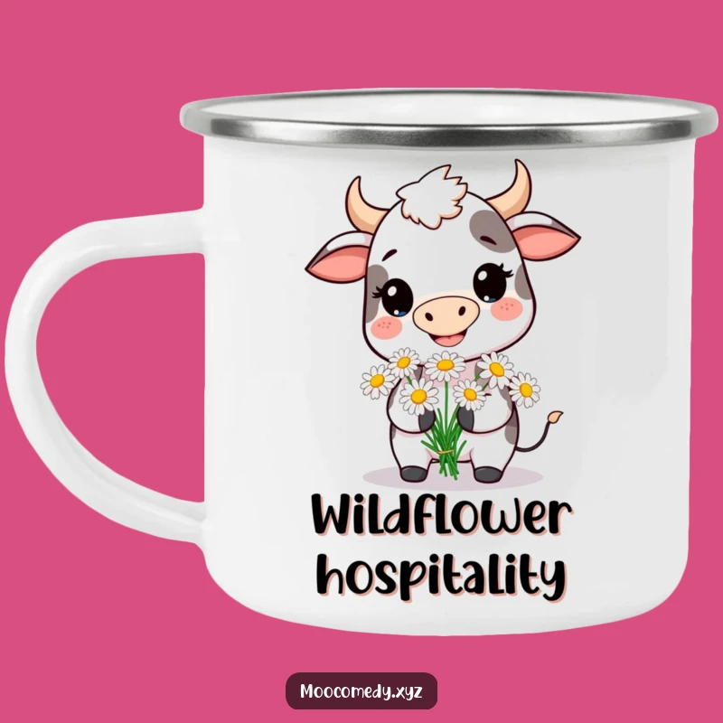 Funny Cow Daisy Camping Mug: Smiling Character Outdoor Gift