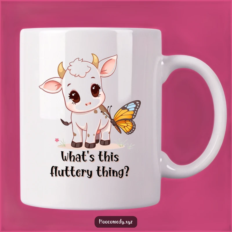 Funny Cow Calf & Butterfly Mug: A Curious and Cute Gift for Animal Lovers