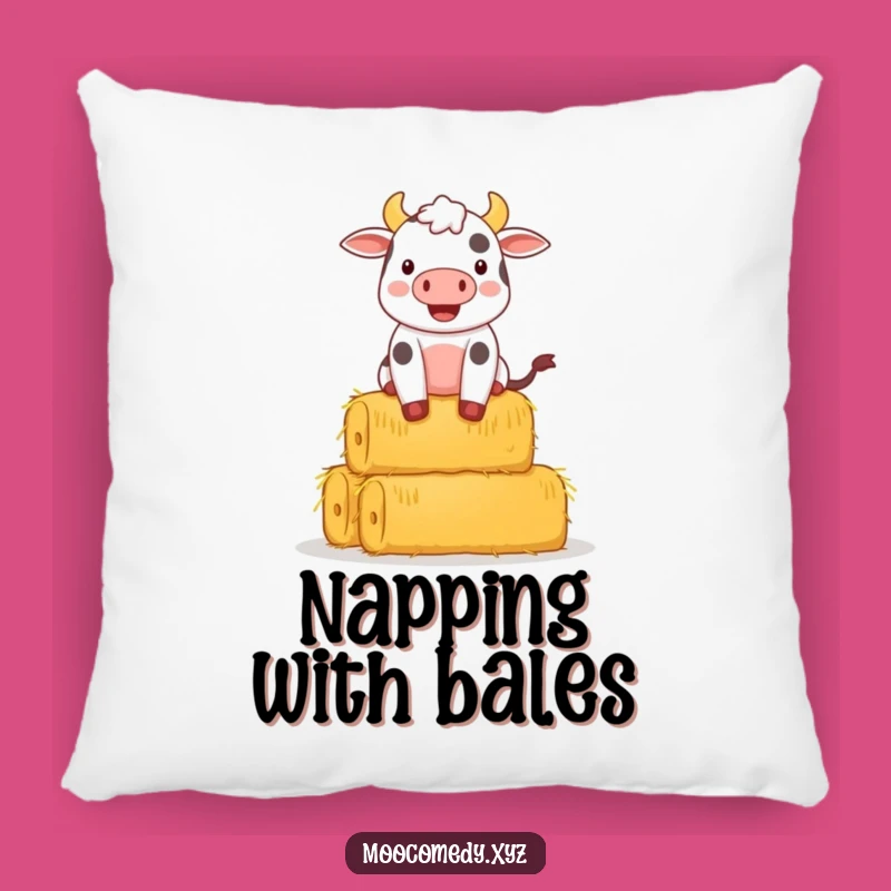 Funny Cow Balancing Hay Pillow: Soft & Comical Farm Animal Accent