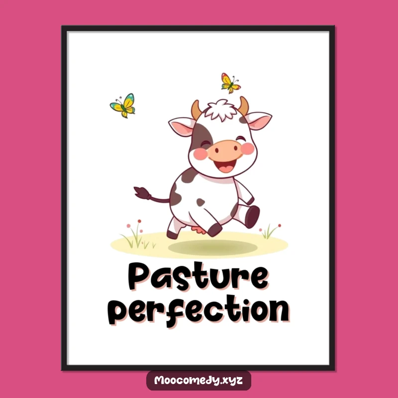 Funny Cow Butterfly Digital Art: Joyful Character Print Gift