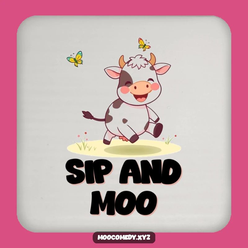 Funny Cow Butterfly Coaster: Joyful Character Drink Protector Gift
