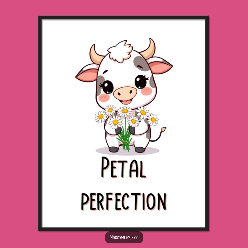 Funny Cow Daisy Poster: Smiling Character Wall Art Gift