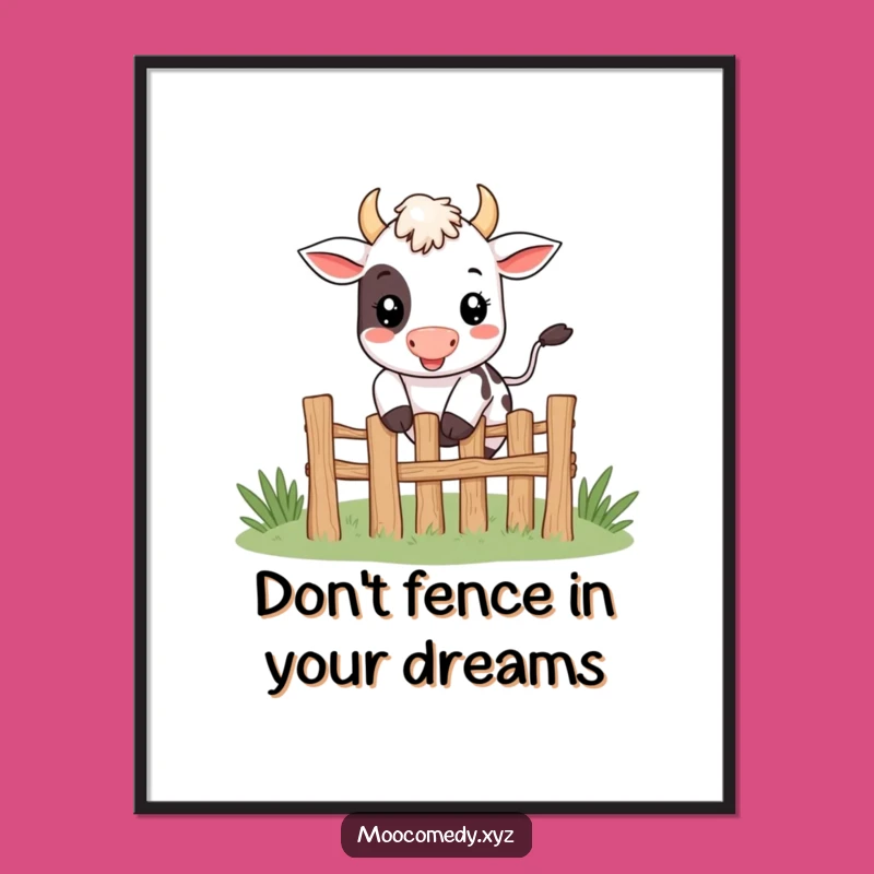 Free Printable Cow Wall Art - Jumping Happy Character Downloadable Decor