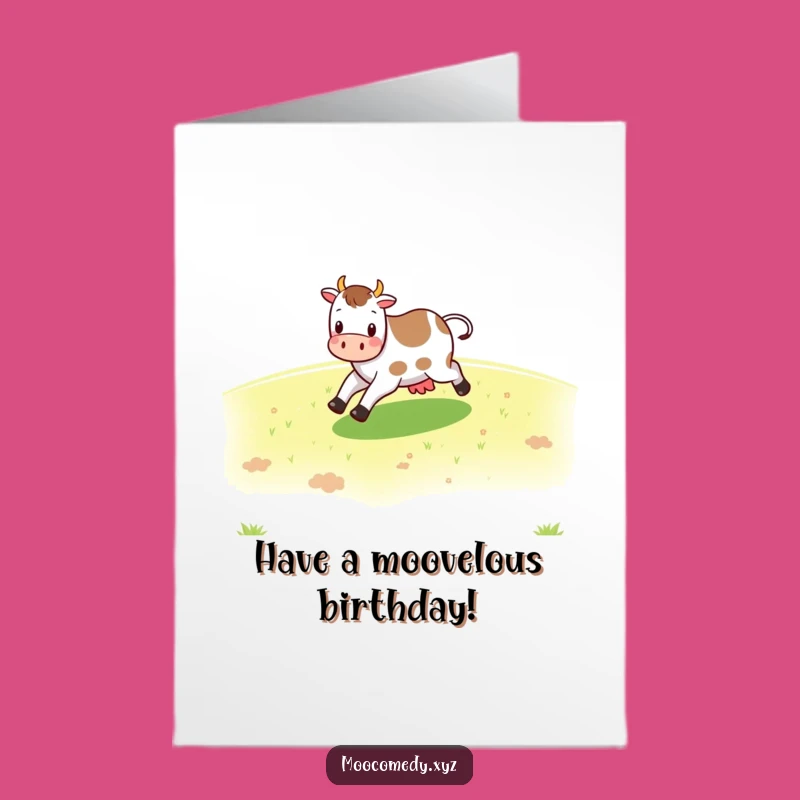 Free Printable Birthday Card: Skipping Cow, Funny & Downloadable Farmyard Fun Gift