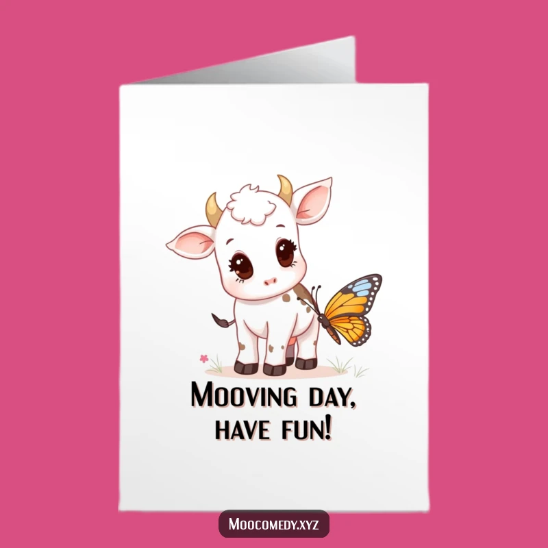 Funny Free Printable Birthday Card: Curious Cow Calf & Butterfly Downloadable Gift