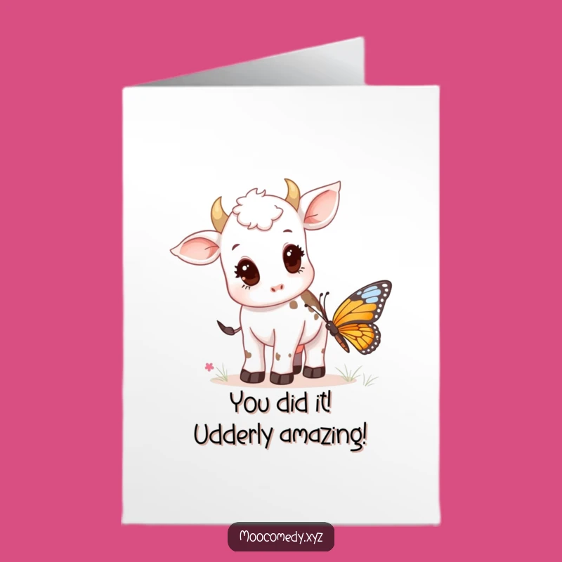 Free Printable Congrats Card: Curious Cow Calf Meets Butterfly Downloadable