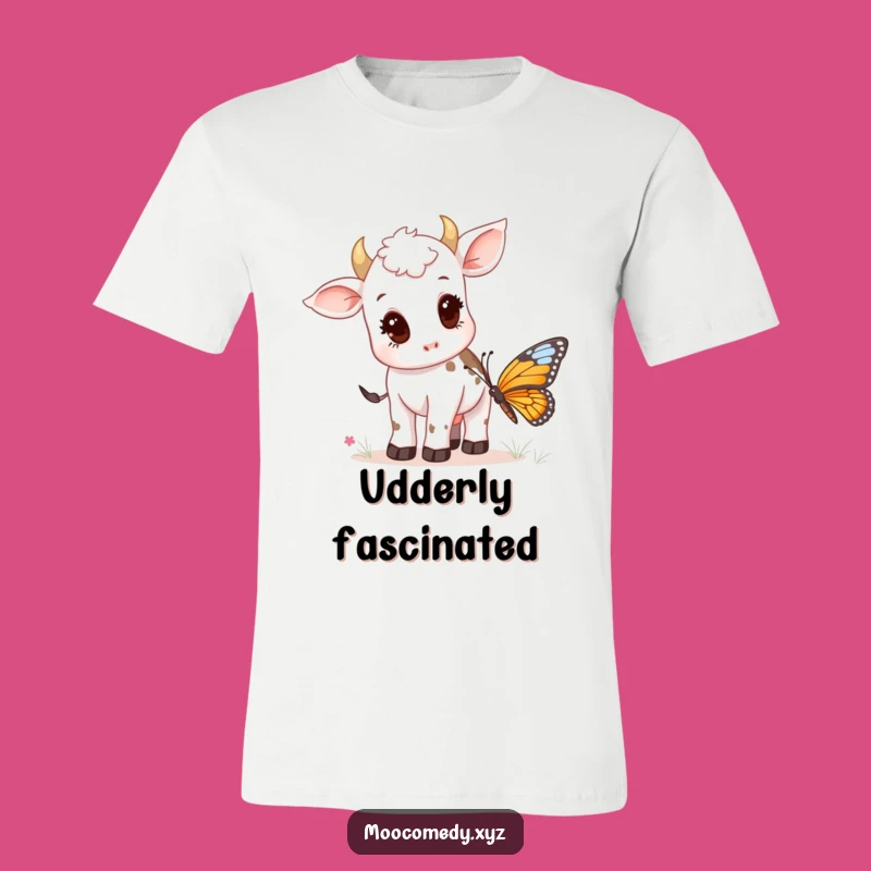 Funny Cow Calf & Butterfly T-Shirt: Adorable Farm Animal Humor Tee for All