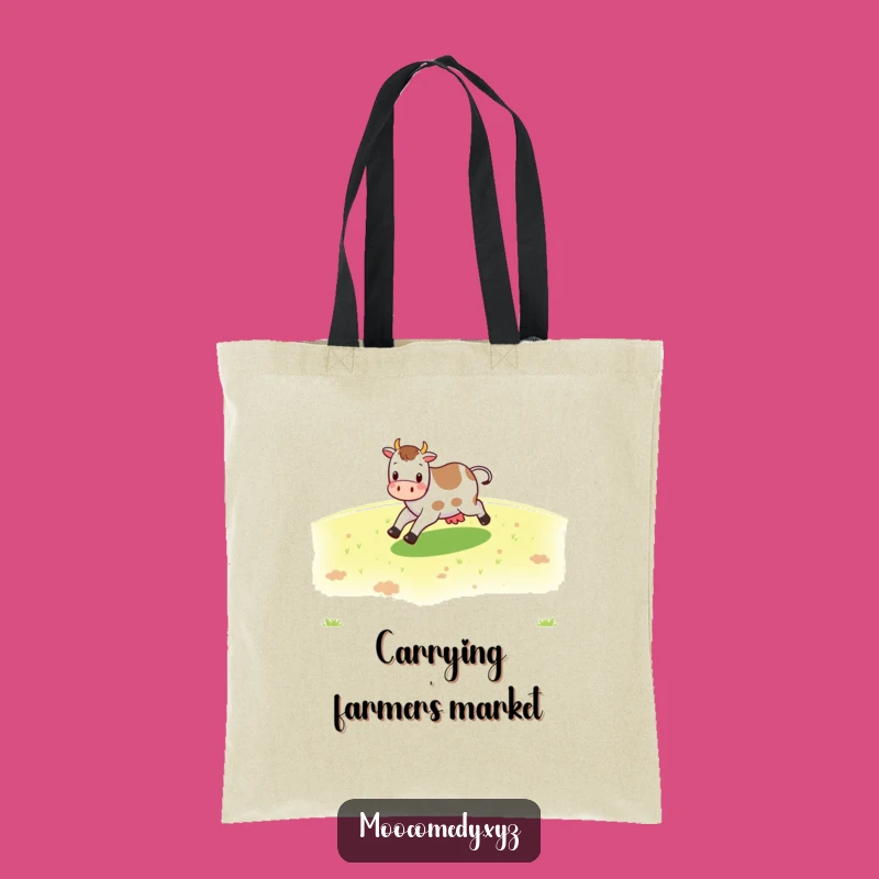 Funny Cow Tote Bag - Cheerful Skipper for Farm Errands and Fun